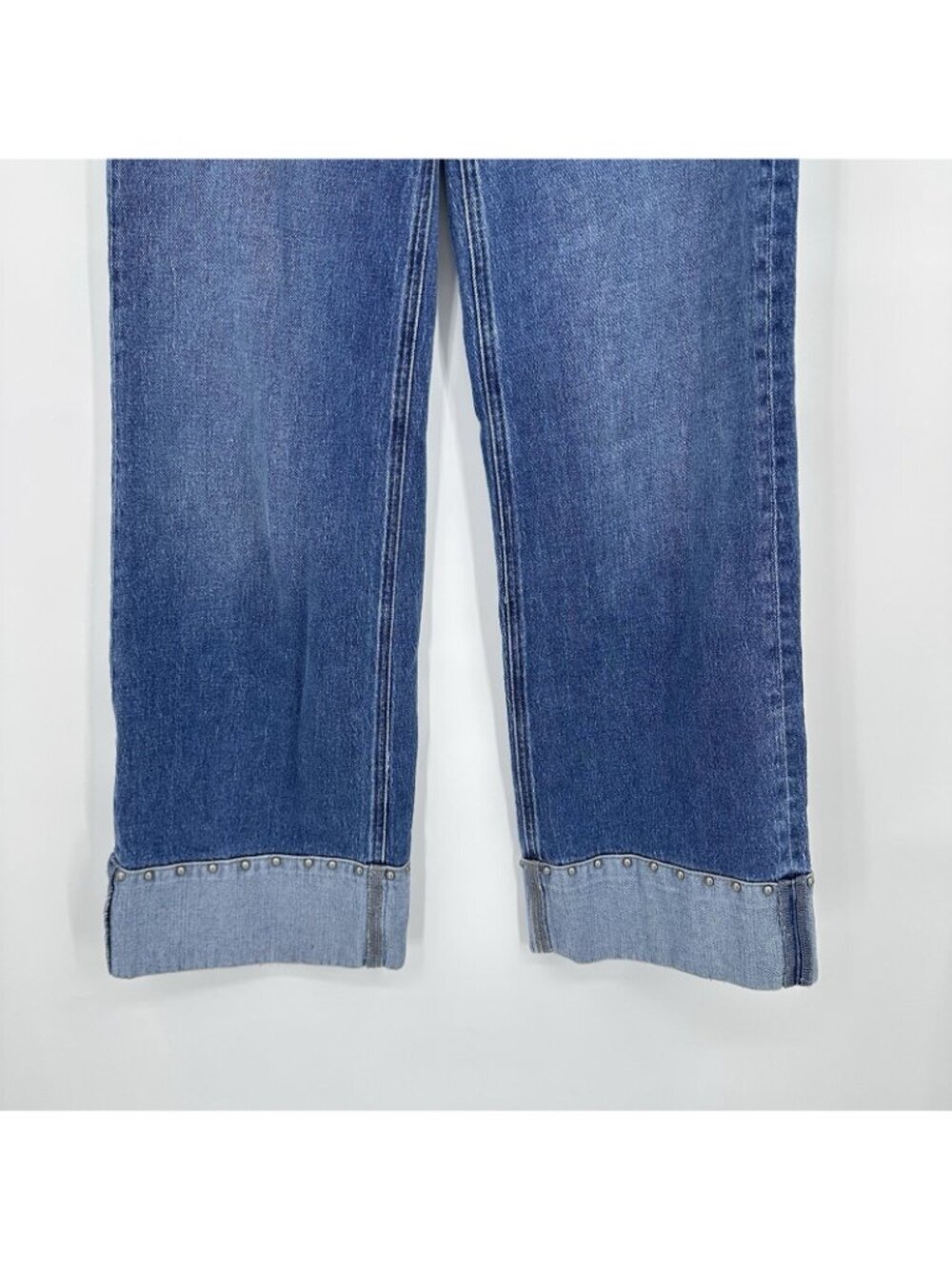 EVEREVE Ever Vintage Hem w Studs Wide Leg Jean 26 medium blue high waist - Picture 5 of 11